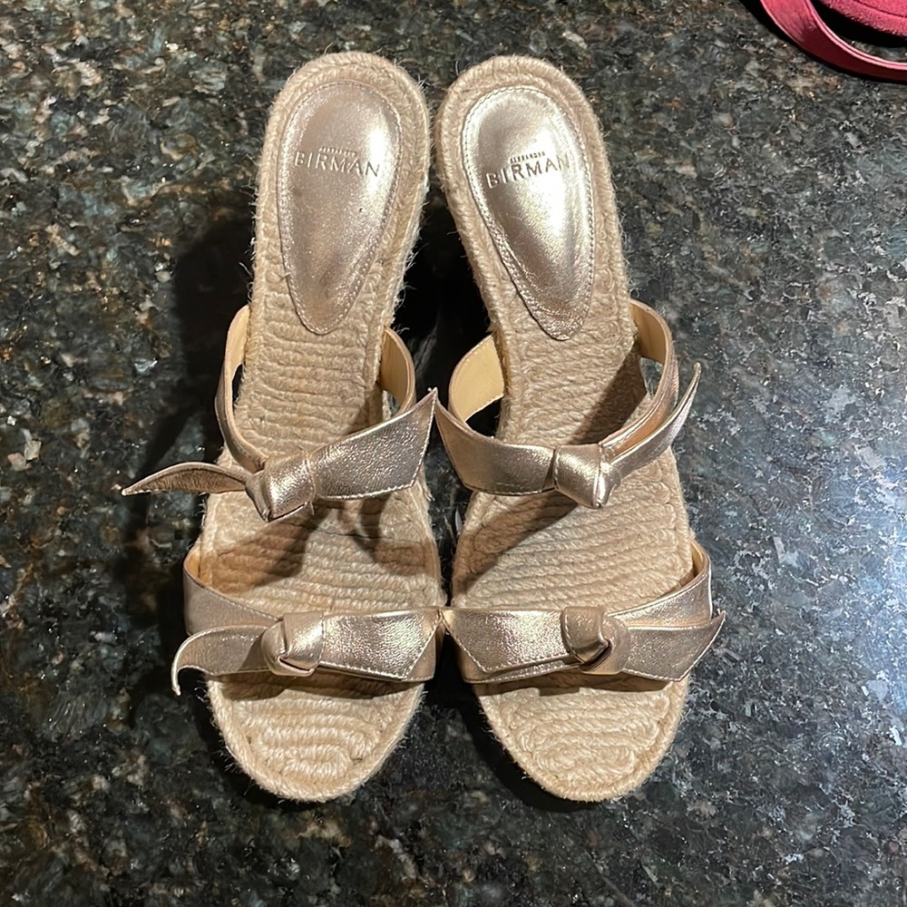 Alexandre Birman gold wedge sandal